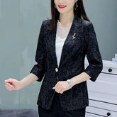 Azaleia Lace Blazer - Floral Lace Details and Special Brooch, Elegance for the Brightest Days