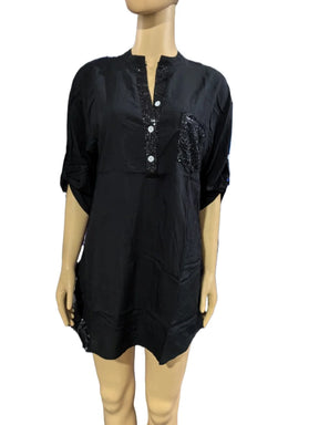 Cotton, Sequin and V-Neck Casual Shirt (Free Shipping)